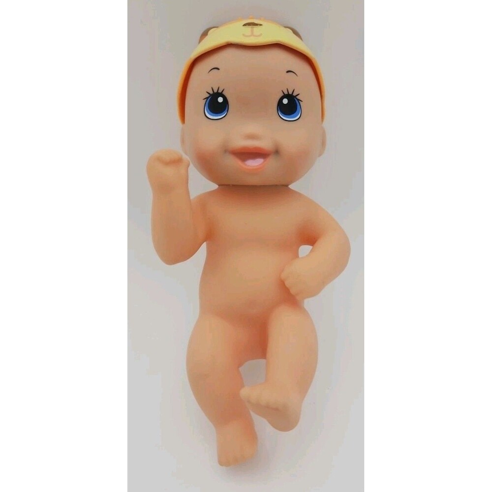 2017 LAUER/JUST PLAY WEE WATER BABIES DOLL 5 IN WEARING FOX HAT, BLUE BLACK EYES - Picture 4 of 8